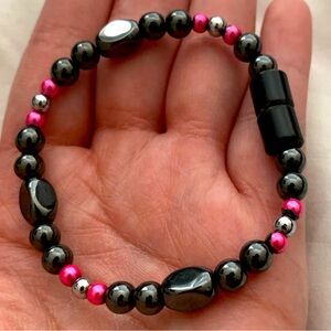 Pink and Black stone magnetic bracelet